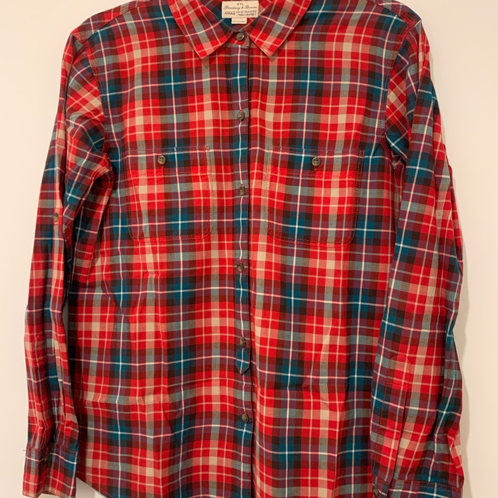 Men's Red and Blue Plaid Shirt